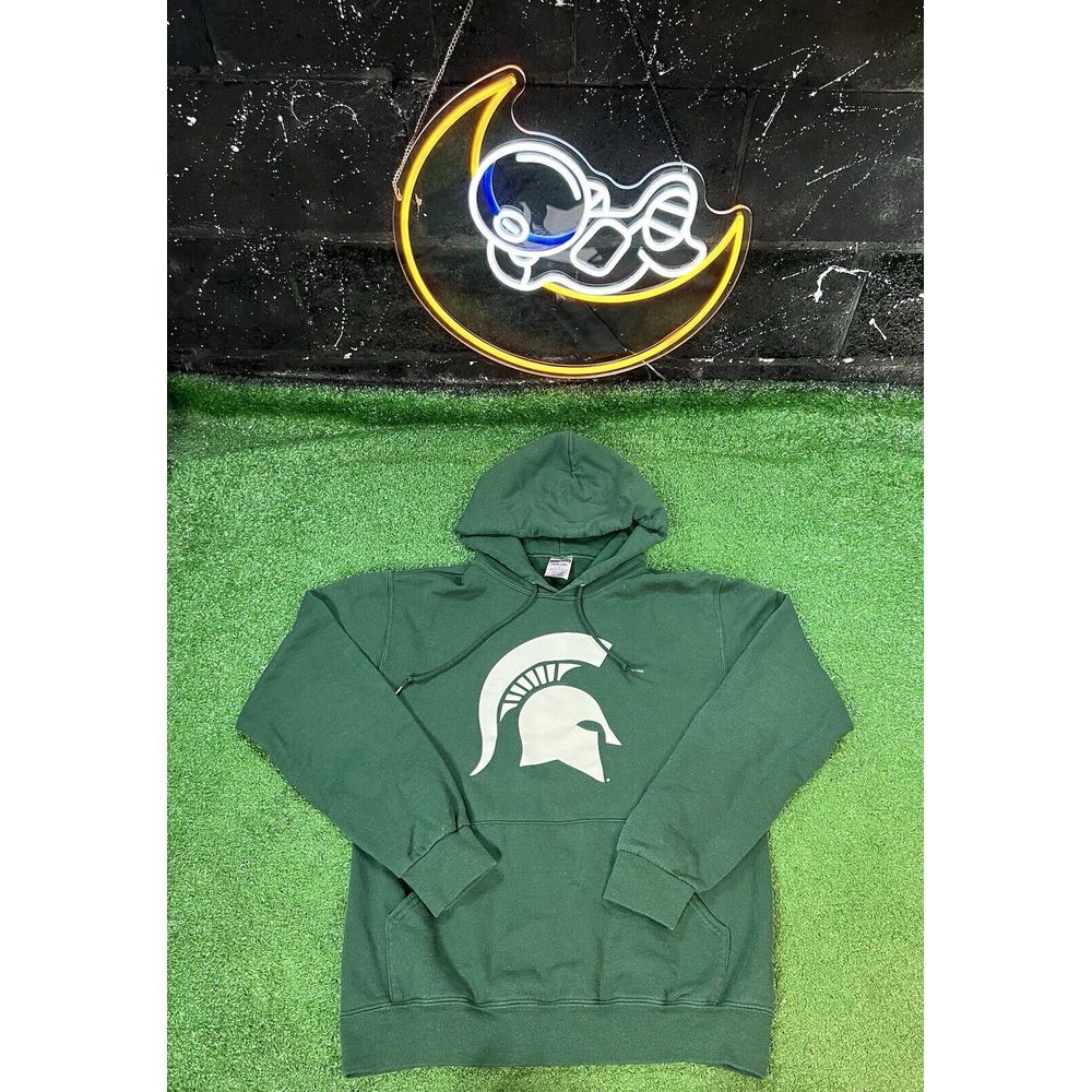 Michigan State Spartans Green Hoodie‎ Sweatshirt Embroidered Logo Size Small